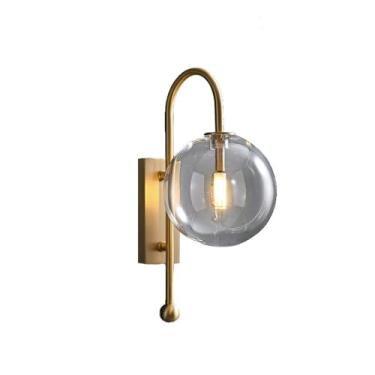 Imagem de Luminária de parede de cobre estilo minimalista G9, luminária de vidro vintage, luz de parede adequada para sala de chá, quarto, corredores, luminária de iluminação externa,