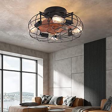 Imagem de Ventilador de teto industrial com luzes e controle remoto DC Ventilador de teto Luzes reguláveis E27 Lâmpadas de teto vintage para sala de estar Ventilador de quarto