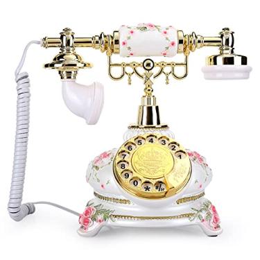 Imagem de XUXHOU Resina Telefônica do Estilo Disco Vintage para Estilo de País retrô, Telefone Com Quadro Telefônico Antigo para Escritório Em Casa