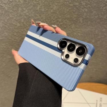 Imagem de Capa magnética de plástico com padrão de fibra de carbono para Samsung S25 S24 S23 Ultra Plus, lente de metal com anel, capa de carregamento sem fio, azul e branco, para Galaxy S23 Ultra