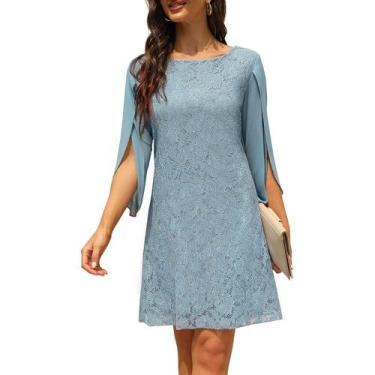 Imagem de Vestido de convidado de casamento COOAN Lightblue Lace Sequin Prom par