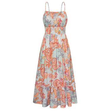 Imagem de Vestido longo feminino GRACE KARIN 2025, floral, verão, azul, M