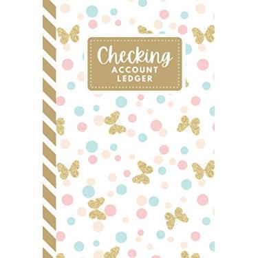 Imagem de Checking Account Ledger: Pink Blue Polka Dot - Gold Glitter Butterfly Pattern / Small Check Register for Personal Checkbook / 2,400+ Entries / ... Notebook / Cute Gift For Organized Person