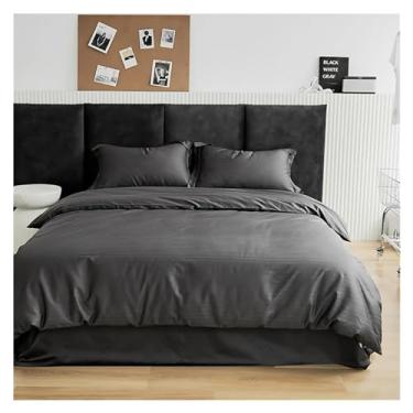 Imagem de Conjunto de capa de edredom de algodão cetim queen size conjunto de fronhas (1 Queen)