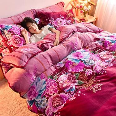 Imagem de Conjunto de capa de edredom de veludo com desenho animado, capa de colcha com zíper oculto, jogo de cama reversível ultra macio para quarto e king 220 x 240 cm (87 x 94 polegadas) (F Twin 150 x 200 cm