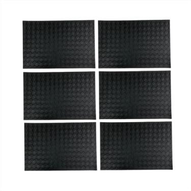 Imagem de Kit Descanso Pratos Jogo Americano 6 Peças Retangular Luxo Sousplat Impermeável Mesa Jantar Preto