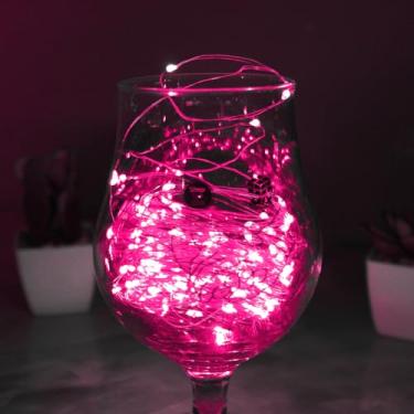 Imagem de Pisca LED Fio de Fada 20L 2 Metros a Bateria Cor Rosa – Iluminação Decorativa para Natal, Festas e Ambientes