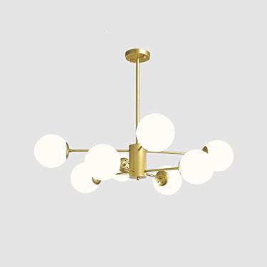 Imagem de YQSLQZZ Luminária pendente Gold Sputnik, luzes de teto de globo de vidro semiembutidas, lustre de iluminação decorativa de teto, para sala de estar, quarto, sala de jantar