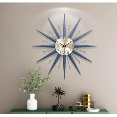 Imagem de WYUYIWH Relógio de parede, arte moderna, relógio de parede, arte silenciosa, decorativo, relógios de parede, operados por bateria, grandes relógios de parede de metal para decoração de sala de estar