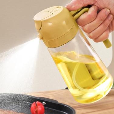 Imagem de HJJWNDDNG Frasco de spray de azeite de oliva 2 em 1, 470 ml, 470 ml, acessórios para fritadeira de ar para cozinhar, salada, churrasco, óleo para utensílios de cozinha (4 peças, laranja)