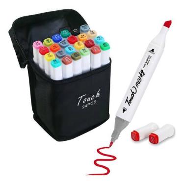 Imagem de Conjunto Bolsa de Canetinhas Escolar 24 Cores para Arte e Educação - T