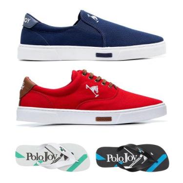 Imagem de Kit 1 Tênis Iate 1 Tênis E 2 Chinelos Polo Joy, 45, Azul escuro