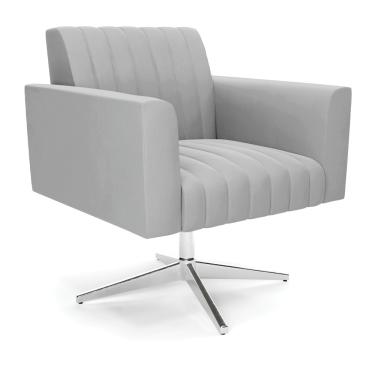 Imagem de Poltrona Giratória Viena Gomada Suede Cinza Base Cromada - D'Rossi