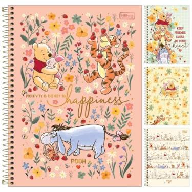 Imagem de Kit C/ 4 Caderno Pooh Universitário Espiral Capa Dura TILIBRA - 1 Matéria 80 Folhas