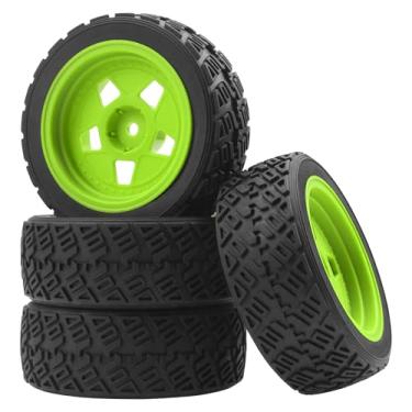 Imagem de Vgoohobby OD 2.8" RC 1/10 On Road Tires & Plastics Wheel Rims 12mm Hex Compatible with Tamiya TT01 HSP 94123 Traxxas 4Tec 2.0 1/10 RC On Road Racing & Touring Car (Green)