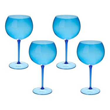 Imagem de Taça De Gin 600ml Kit 4pçs Acrílico Alto Padrão Resistente (AZUL)