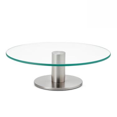 Imagem de bailarina bolo vidro 30Cm suporte prato 360� inox giratorio centro mesa expositor Confeitar plataforma Base Antiderrapante