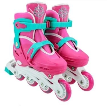 Imagem de Patins Infantil Rosa com Kit de Proteção, Conjunto Completo para Crianças, Equipamento de Patinação