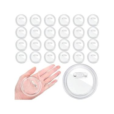 Imagem de 30 pinos de botão transparentes para artesanato, faça você mesmo, alfinetes de acrílico em branco a granel para imagem, faça seu próprio crachá de botões, kit de crachás de botão transparente