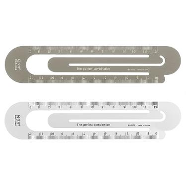Imagem de Generic Régua reta 12 cm régua métrica de clipe de marcador de página balança de liga de alumínio de metal em ambos os lados, ferramenta de escala de medição para medição, estudo, leitura, sala de