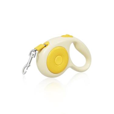 Imagem de Coleira retrátil para cães de 3 metros, fita de nylon para cães pequenos de até 11,8 kg, função de freio e pausa com uma mão (amarelo hamburguer)