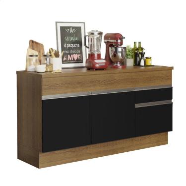 Imagem de Balcão Pia Madesa Glamy 150Cm 2 Portas 2 Gaveta Rustic Preto