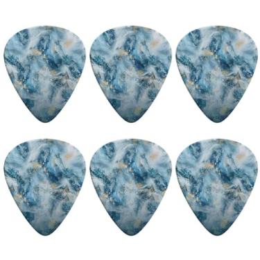 Imagem de Palhetas de guitarra com impressão de mármore, palhetas de guitarra pesada para guitarras elétricas, acústicas ou baixo, 6 pacotes de acessórios para guitarras de celuloide de espessura