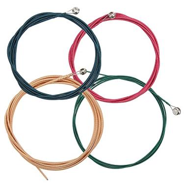 Imagem de XUXHOU Conjunto de Cordas de Guitarra de 4 Peças para Baixo Acústico e Elétrico, Fio de Liga Colorida, Reprodução Estável, Som Excelente (Multicolorido)