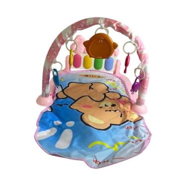 Imagem de Tapete de Atividades Musical para Bebê com Piano Interativo, Arco e Brinquedos Suspensos, Rosa, 70x43cm, A Partir de 3 Meses, Funciona com 2 Pilhas AA