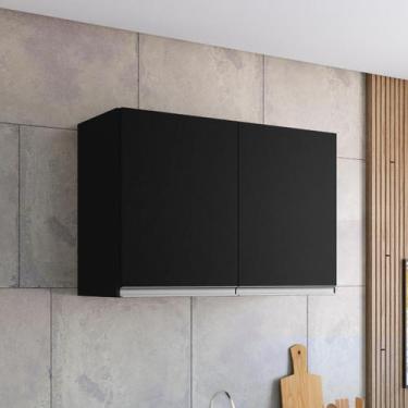 Imagem de Armário de Geladeira Aereo 2 Portas Andreia 80cm AJL Móveis, Preto