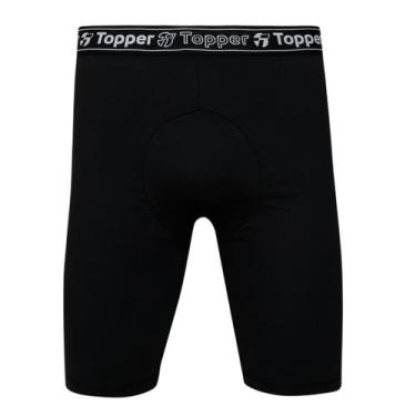 Imagem de Bermuda Térmica Topper New Compressão Corrida Treino, Preto, Branco, m