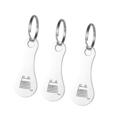 Imagem de oshhni 3 peças de chaveiros para carrinho de compras, chaveiros para carrinho de supermercado, ganchos para chaves, de aço inoxidável, tokens para de compras, Prata com Padrão