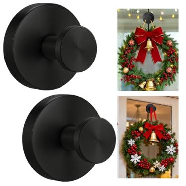Imagem de Mity rain Ganchos de ventosa para guirlandas de porta, ganchos de guirlanda de metal reutilizáveis para janelas de vidro da porta da frente, suporte forte sem broca, ideal para decorações de portas de