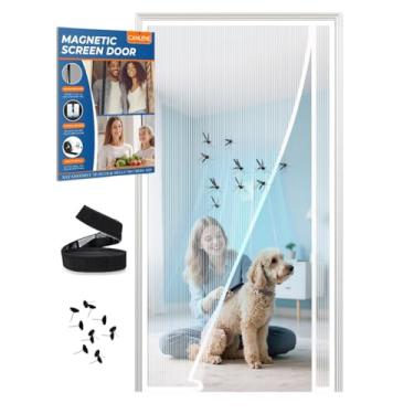 Imagem de CANLENE Tela magnética porta esquerda direita abertura polietileno tereftalato malha maior do que fibra de vidro e poliéster fácil instalação