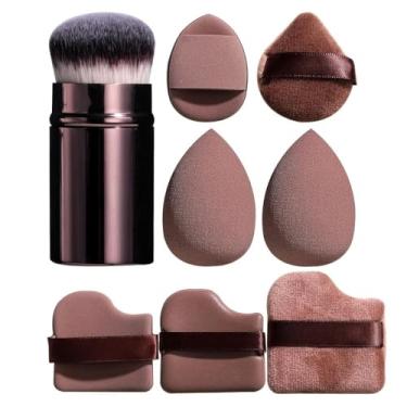 Imagem de Conjunto de esponja de maquiagem 7 peças com pincéis Kabuki, ferramentas essenciais para aplicação de maquiagem impecável 9