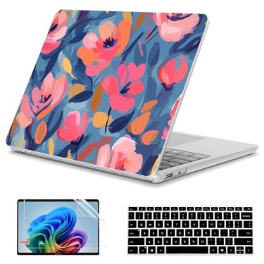 Imagem de Teryeefi Capa floral para laptop Microsoft Surface de 13 polegadas Copilot+ PC 2025 modelo 2095, capa rígida protetora leve com protetor de tela, linda flor