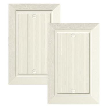 Imagem de Pacote com 2 placas de parede clássicas em branco, placa de parede de policarbonato inquebrável, placa de parede de amêndoa clara de 1 grupo para tomadas/interruptores não utilizados