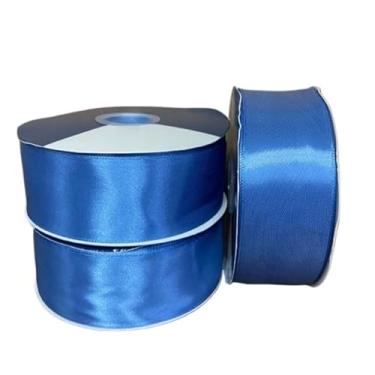 Imagem de ROLO Fita de Cetim Simples N°9 38mm, 50mts ideal para presentes, decorações, festas visual elegante e integração estilosa(AZUL (COR 178))