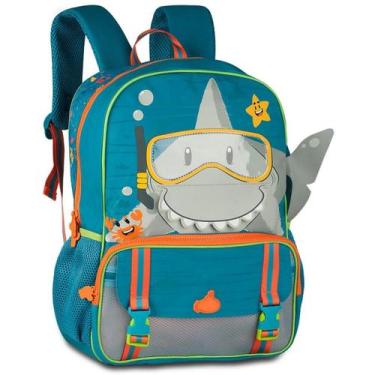Imagem de Mochila de Costas Escolar Infantil Tubarão 3D Personagem Criança Alças