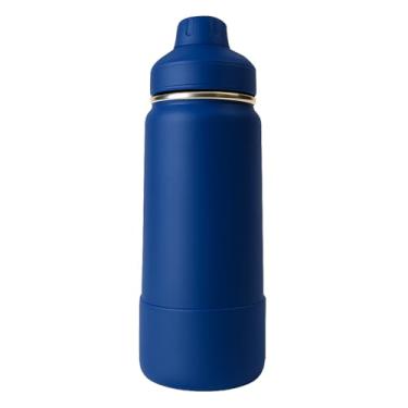 Imagem de Garrafa Térmica 1000ML - Duplamente Isolada a Vácuo, Aço Inox 304, Capa Protetora da Base de Silicone, Mantém Bebidas Gelada 24 horas e Quente 12 horas (Azul)