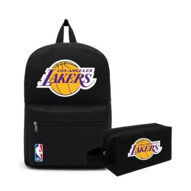 Imagem de Mochila e Estojo Casual Alça Reforçada Resistente Premium Escolar Facu