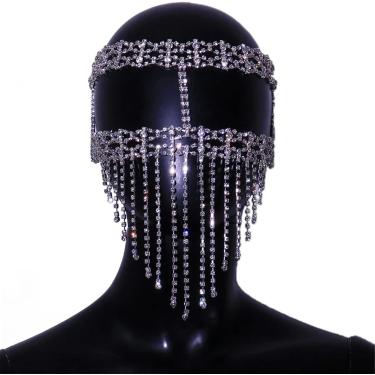 Imagem de Máscara Com Borla E Corrente Facial, Acessório De Cabeça Para Noiva, Strass, Acessórios Para Cabelo E Joias Para Mulheres, Silver, One Size