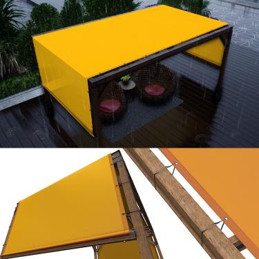 Imagem de ColourTree Capa de substituição de toldo de pérgola amarela à prova d'água de 1,8 m L x 55 cm C, tecido de grau comercial 220 GSM, inclui hastes pesadas de aço inoxidável (fazemos tamanho