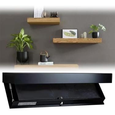 Imagem de Prateleira Magic Flap Designe Com Compartimento Secreto, Prateleira Flutuante Oculta, Prateleira Com Compartimento Secreto, Armazenamento Montado Na Parede Para Sala De Estar Ou, Black, One Size