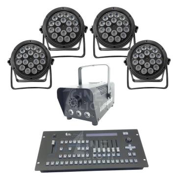 Imagem de Kit 4 Par Led 18X12W + Máquina De Fumaça 600W + Mesa Pilot
