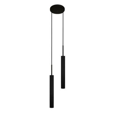 Imagem de Luminária De Teto Pendente Tubo Duplo Sala Ilha Mesa Preto