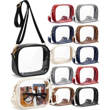 Imagem de Amylove Bolsa transversal transparente aprovada para estádio de 12 peças, bolsas transparentes de TPU com alça ajustável para shows, esportes, homens e mulheres, Multicor, Bolsa transparente
