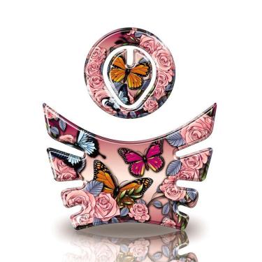 Imagem de Kit Adesivo Protetor De Tanque Moto Bros Honda Ano Até 2015 Cores E Modelos Borboleta - Rosa