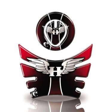 Imagem de Kit Adesivo Resinado Protetor Tanque E Bocal Moto Bros Asa Ano Até 2015 Vermelho E Preto