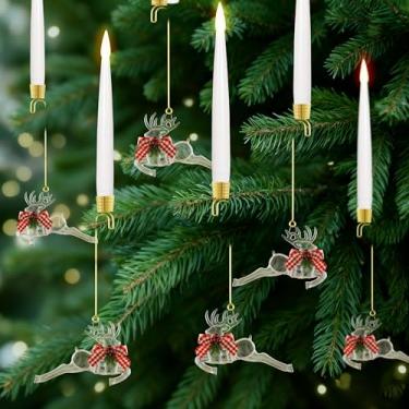 Imagem de JOIONE Velas de árvore de Natal com temporizador remoto, pacote com 6 velas sem chama para árvore de Natal cintilantes de LED para ambientes internos - Rena